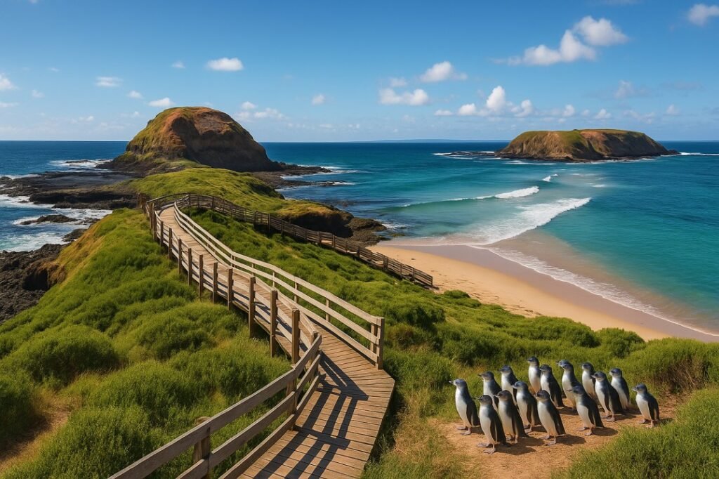 Phillip Island beach with ocean views and coastline