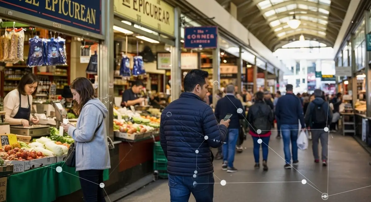 Visitors connected to free Wi-Fi at Queen Victoria Market