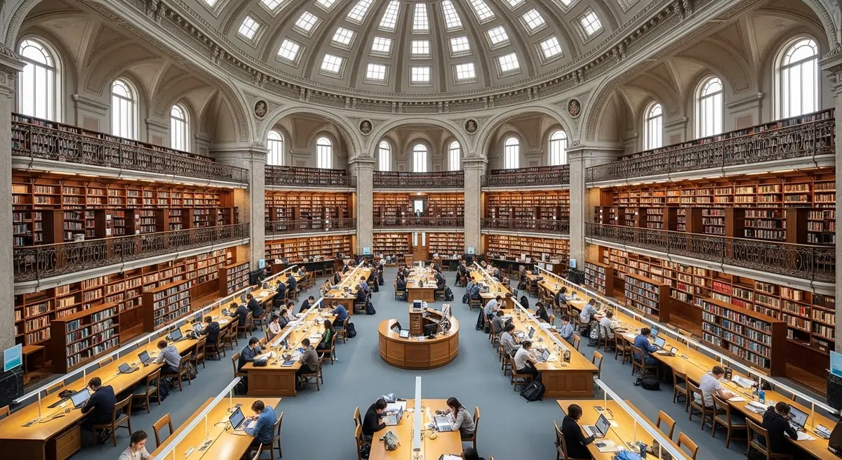 Students connected to free Wi-Fi inside State Library Victoria